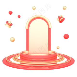 C4D红金色立体舞台圆盘底盘免抠图