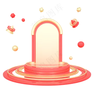 C4D红金色立体舞台圆盘底盘免抠图