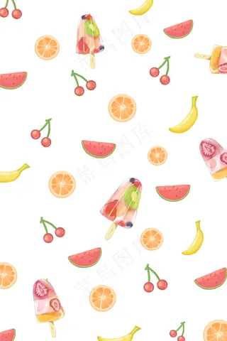 手绘卡通夏日冰爽冰棍平面广告