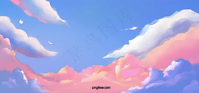 蓝色创意手绘天空云彩