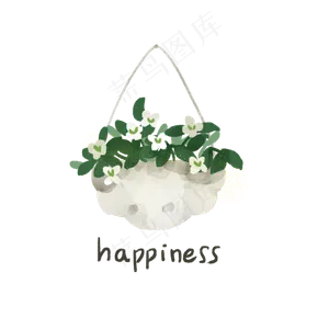 ins风盆栽植物手绘水彩