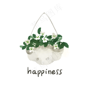 ins风盆栽植物手绘水彩