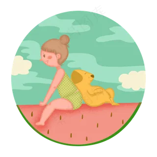 小暑大暑节气夏季西瓜少女