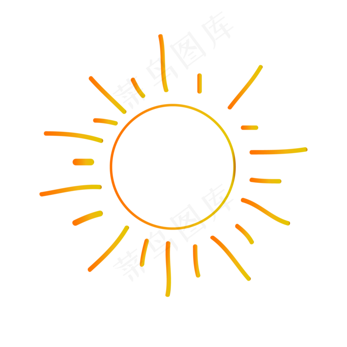 手绘花光的太阳免抠图