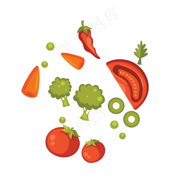夏天蔬菜蔬果沙拉装饰素材