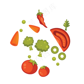 夏天蔬菜蔬果沙拉装饰素材