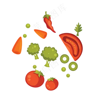 夏天蔬菜蔬果沙拉装饰素材