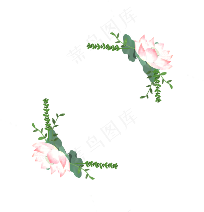 荷花边框手绘绿植(2510X2607(DPI:300))psd模版下载