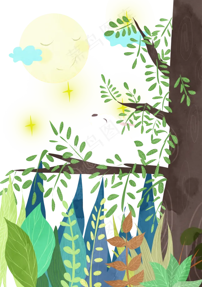 中秋节可爱兔子满月团圆(2480X3508(DPI:300))psd模版下载
