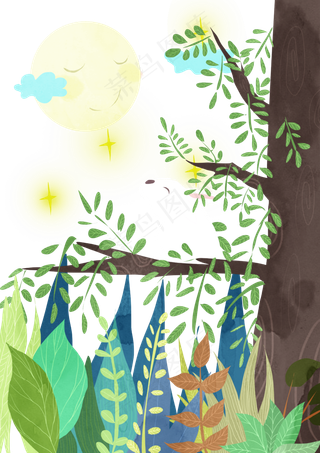 中秋节可爱兔子满月团圆