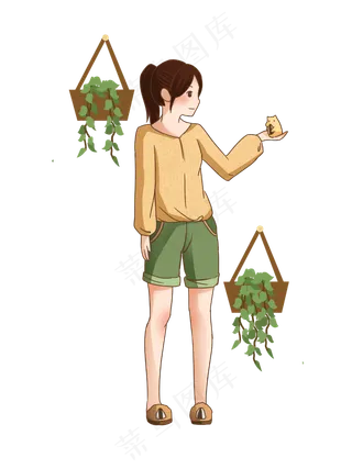 宅生活养宠物的小女孩