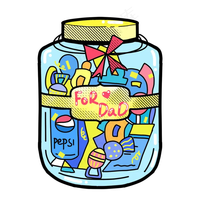 父亲节彩色涂鸦送给爸爸的礼物瓶(2000X2000)