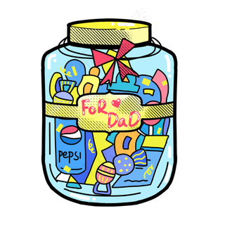 父亲节彩色涂鸦送给爸爸的礼物瓶