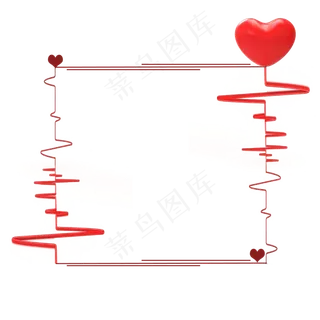 红色创意心电图边框