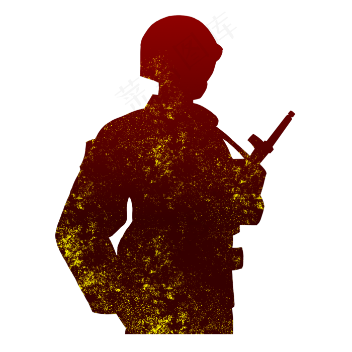 建军节军人剪影边防执勤,免抠元素(2000*2000px 300 dpi )psd模版下载