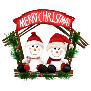 手绘圣诞可爱雪人,免抠元素