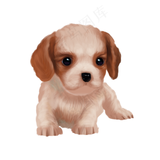 趴着的小狗萌宠手绘设计素材,免抠元素