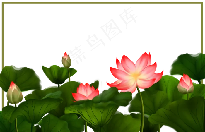 夏天荷塘景色主题手绘边框(1552X1000(DPI:300))psd模版下载