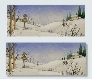 冬景冬至雪景小雪人