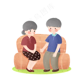 手绘重阳节父母老人,免抠元素