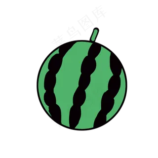 手绘绿色西瓜水果卡通