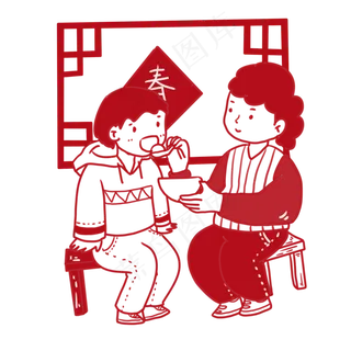 手绘卡通2019元宵节吃元宵,免抠元素