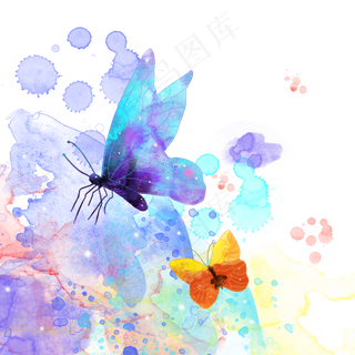 水彩彩色蝴蝶