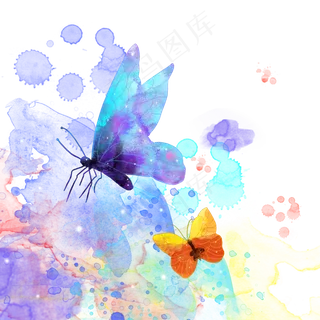 水彩彩色蝴蝶