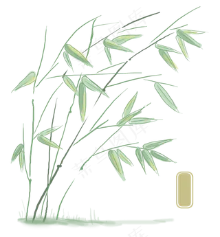 中国风水墨淡彩竹子,免抠元素