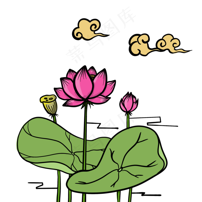 清新的png格式荷花图案(2000X2000(DPI:300))psd模版下载