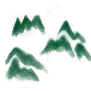 水彩中国风山水透明底免抠
