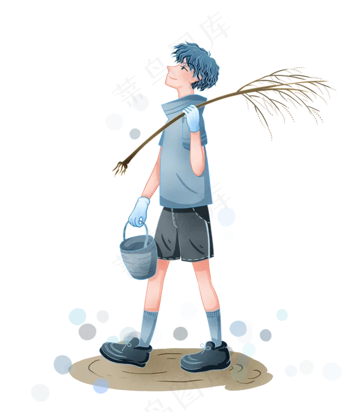 植树节拿树苗的男孩(2500X3000(DPI:300))psd模版下载