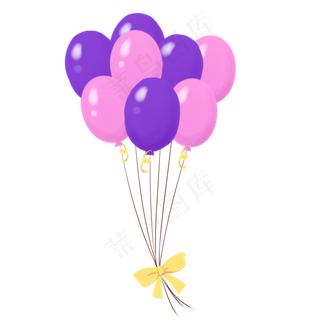 粉紫色手绘漂浮气球