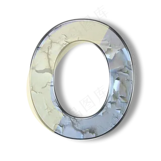 破旧裂纹墙壁PSD字母O