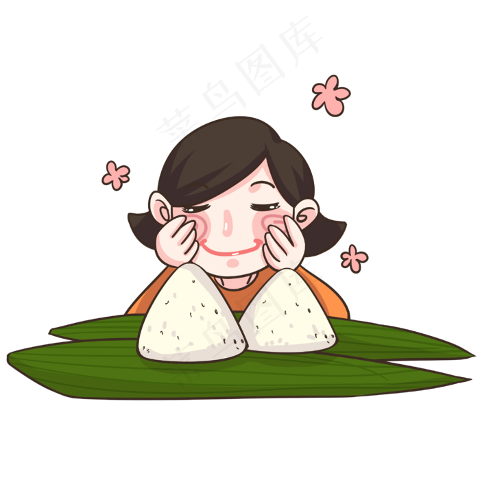 端午吃粽子女孩