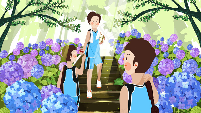 六月你好绣球花男孩(2880X1620(DPI:300))psd模版下载