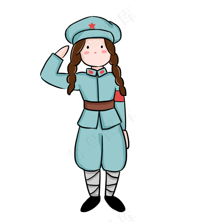 八一建军节革命军人女军人敬礼卡(2000X2200(DPI:300))psd模版下载