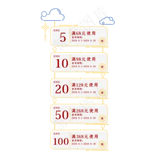 中国风优惠券扁平化