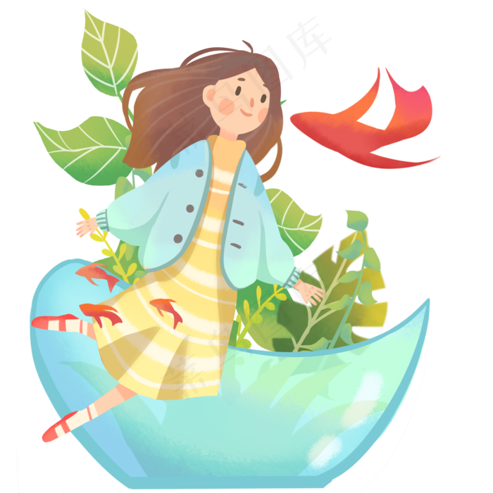 立夏植物卡通插画