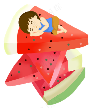 大暑夏天男孩在睡觉