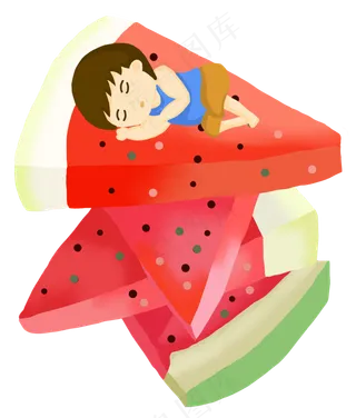 大暑夏天男孩在睡觉