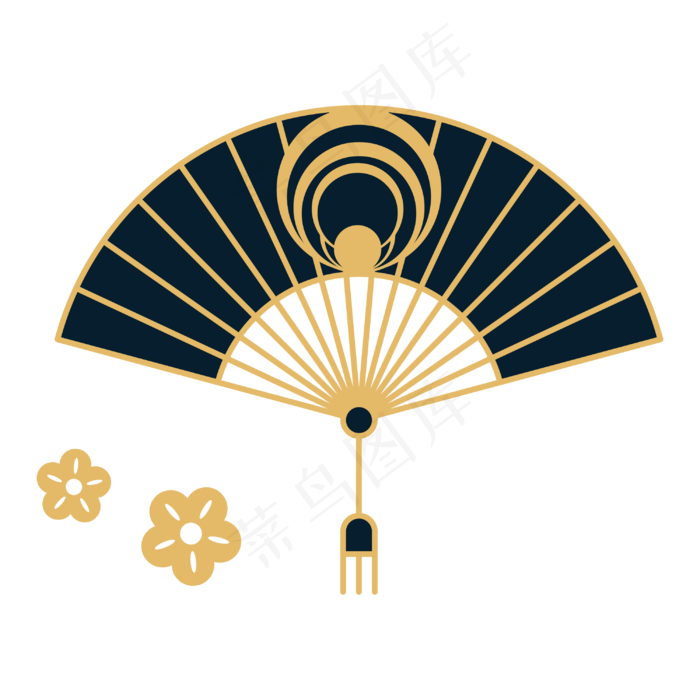 中式纹理扇子(3000*3000px 300 dpi )ai矢量模版下载