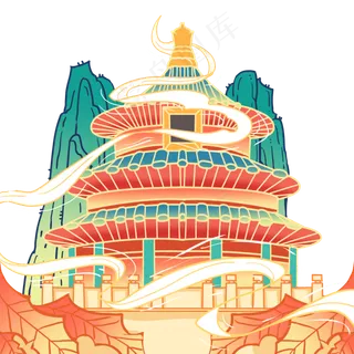 淡雅国画风天坛