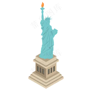 旅游建筑标志美国自由女神,免抠元素