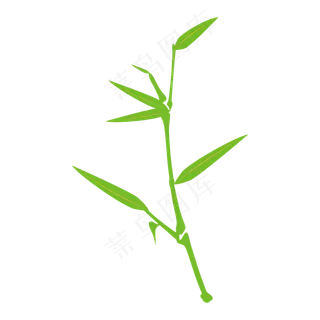绿色扁平矢量植物竹子,免抠元素