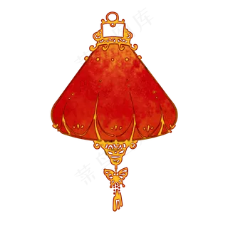 福迭灯笼中国风水墨PNG素材,免抠元素