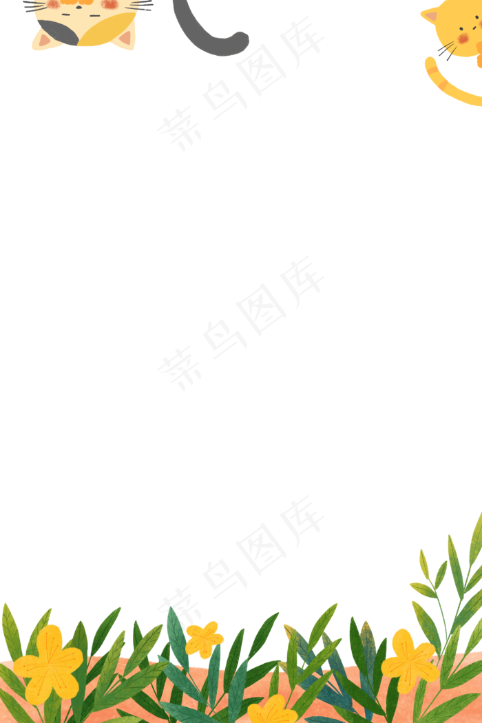 装饰边框春花猫咪风景春天绿色海