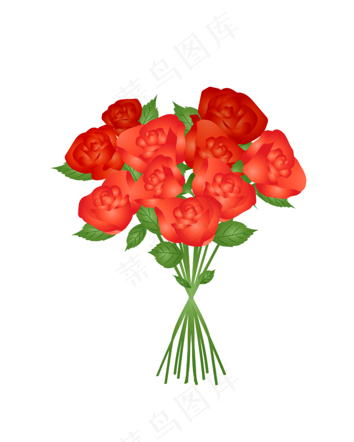 矢量一束红色玫瑰花(4167*5208px 300 dpi )ai矢量模版下载