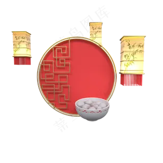 春节元宵节红色喜庆舞台,免抠元素