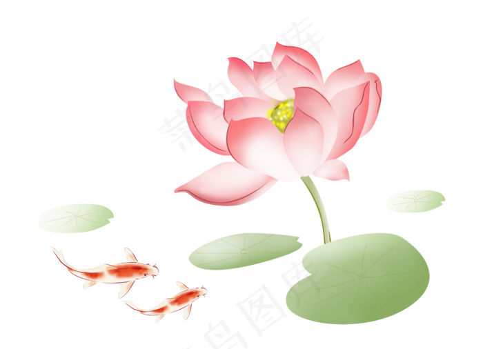 粉色卡通荷花和锦鲤,免抠元素(2767*2000px 300 dpi )psd模版下载